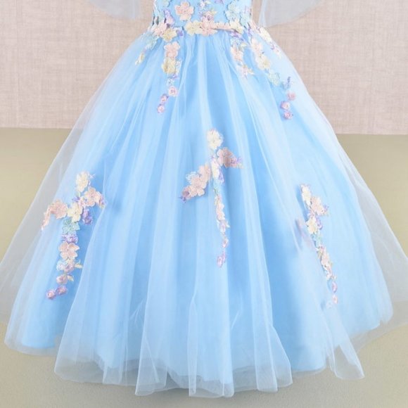 NEW DRESS FOR FORMAL OCCASIONS EMBROIDERED WITH FLORAL LACE FOR KIDS GL GK107 - Picture 7 of 12